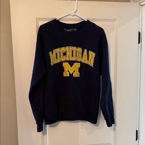 Navy Michigan Crewneck Sweatshirt with Yellow Logo